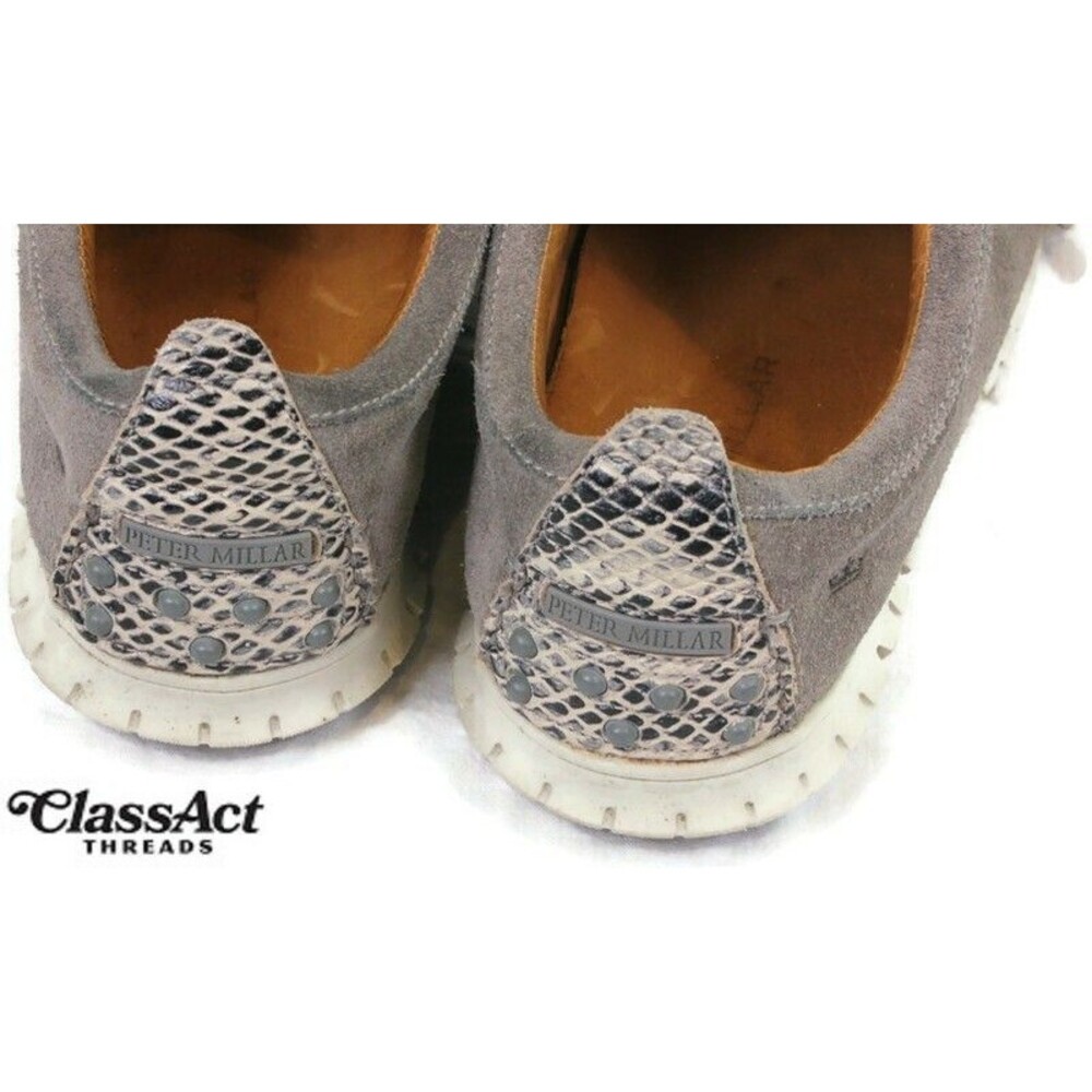 Womens 8 M Peter Millar lace up Hybrid Sneaker Gray Pebble Suede Leather Brazil - Picture 3 of 7